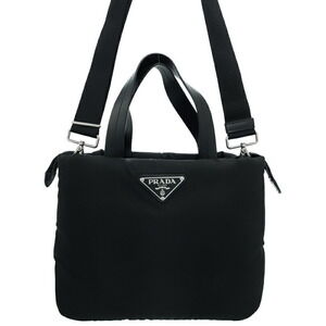 Prada Padded ReNylon Tote Shoulder Bag Black